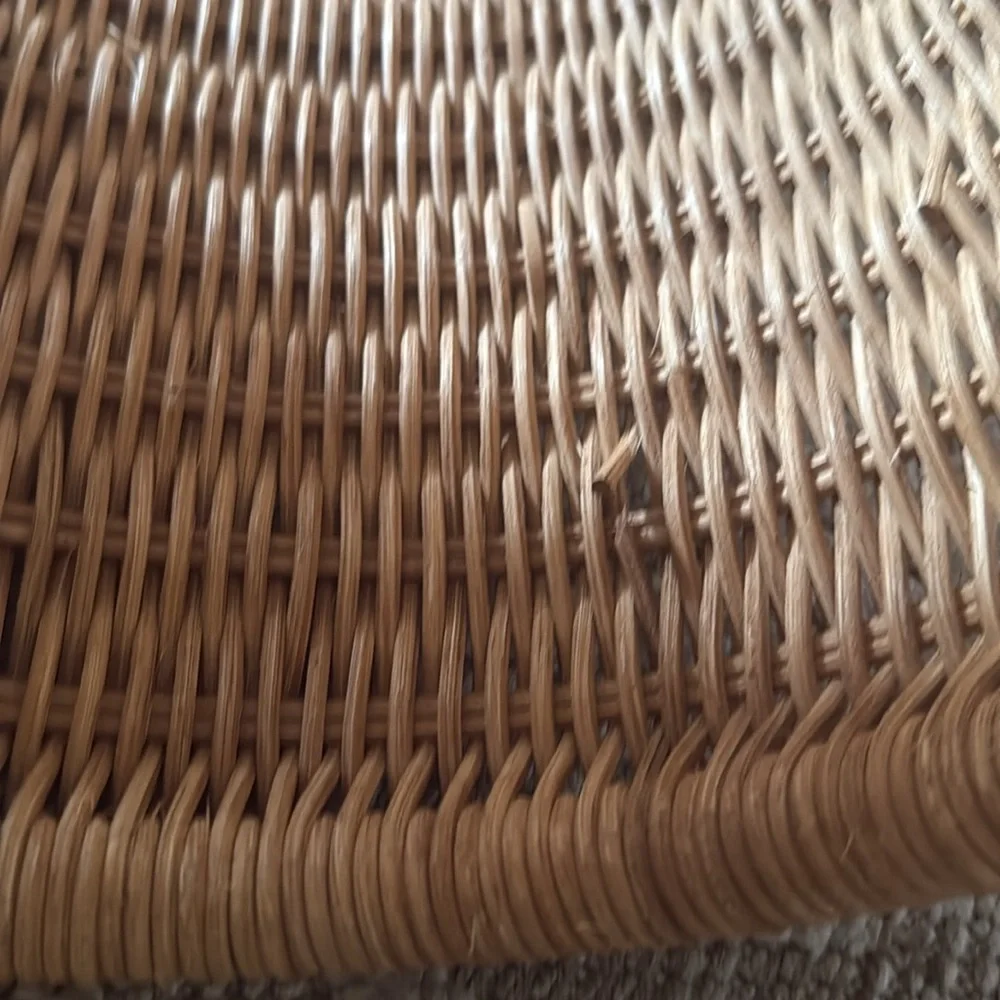 Vintage rattan Wicker Magazine Holder carry all basket decor French style